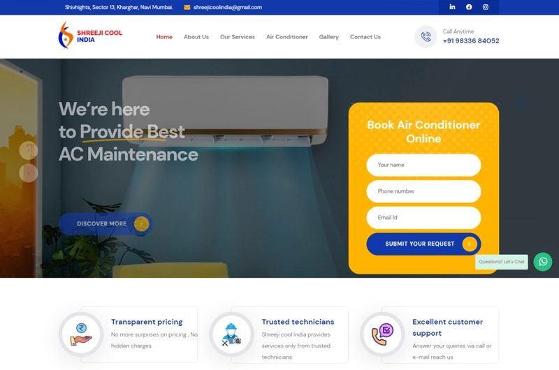 Air Conditioner services website designing